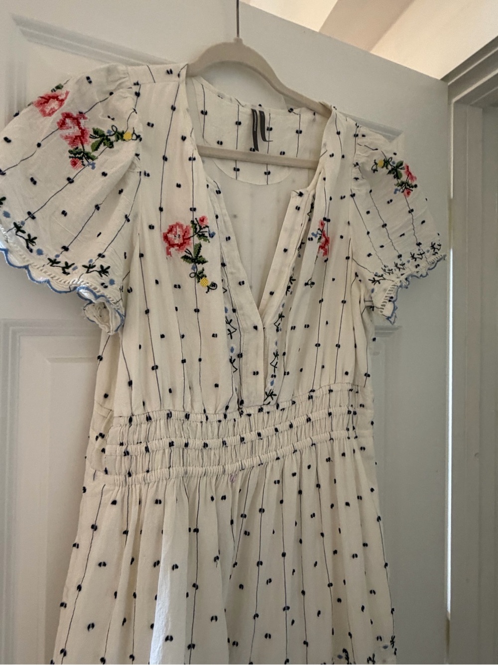 Anthropologie White Floral Embroidered Tiered Maxi Dress - Picture 2 of 3